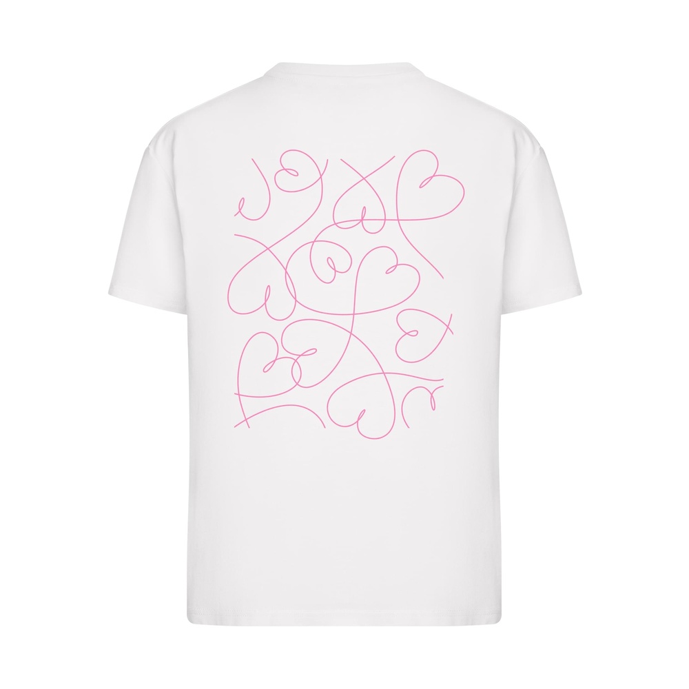 Miss Tee - Hearts Line Pattern Dames Tshirt - Wit